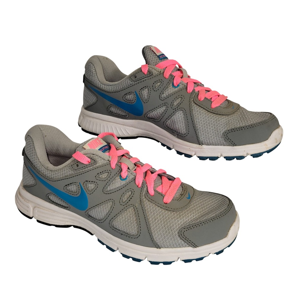 Nike Revolution 2 Running Shoes Womens Size 8 Gray Pink Blue Low Top Sneakers
